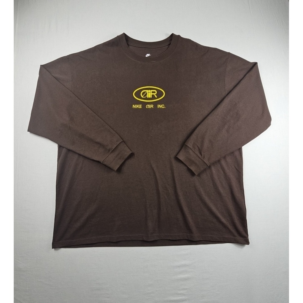 Nike Air Inc Long Sleeve Graphic Tee Brown 100%‎ Cotton Mens Size XXL
